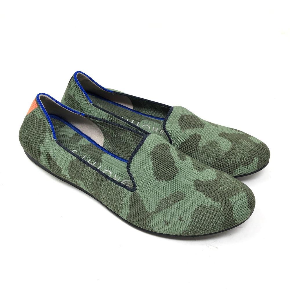 Rothy's Womens 6 The Loafer Olive Camo Green Knit Slip‎ On Travel Flat